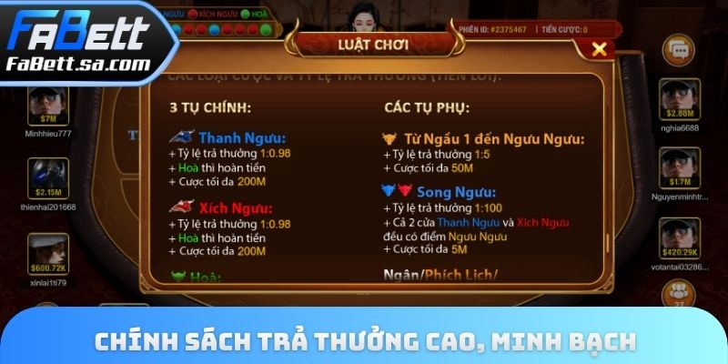 Chính sách trả thưởng cao, minh bạch