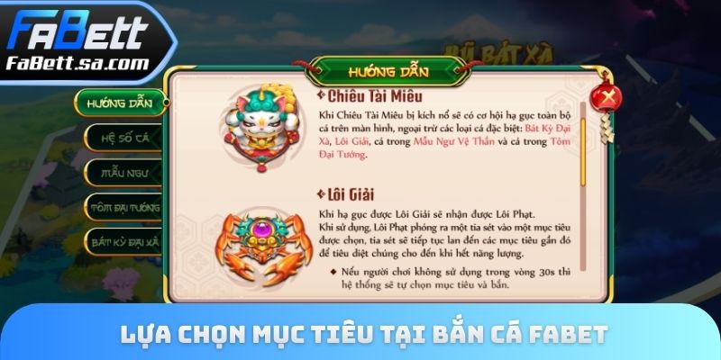 Lựa chọn mục tiêu tại bắn cá Fabet