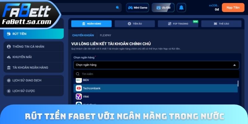 Rút tiền Fabet với ngân hàng trong nước