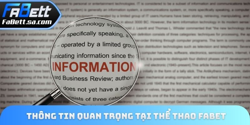 Thông tin quan trọng tại thể thao Fabet