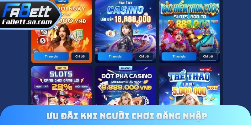 Ưu đãi hấp dẫn khi đăng nhập Fabet