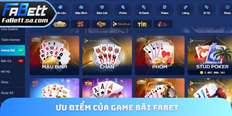 Ưu điểm của Game bài Fabet